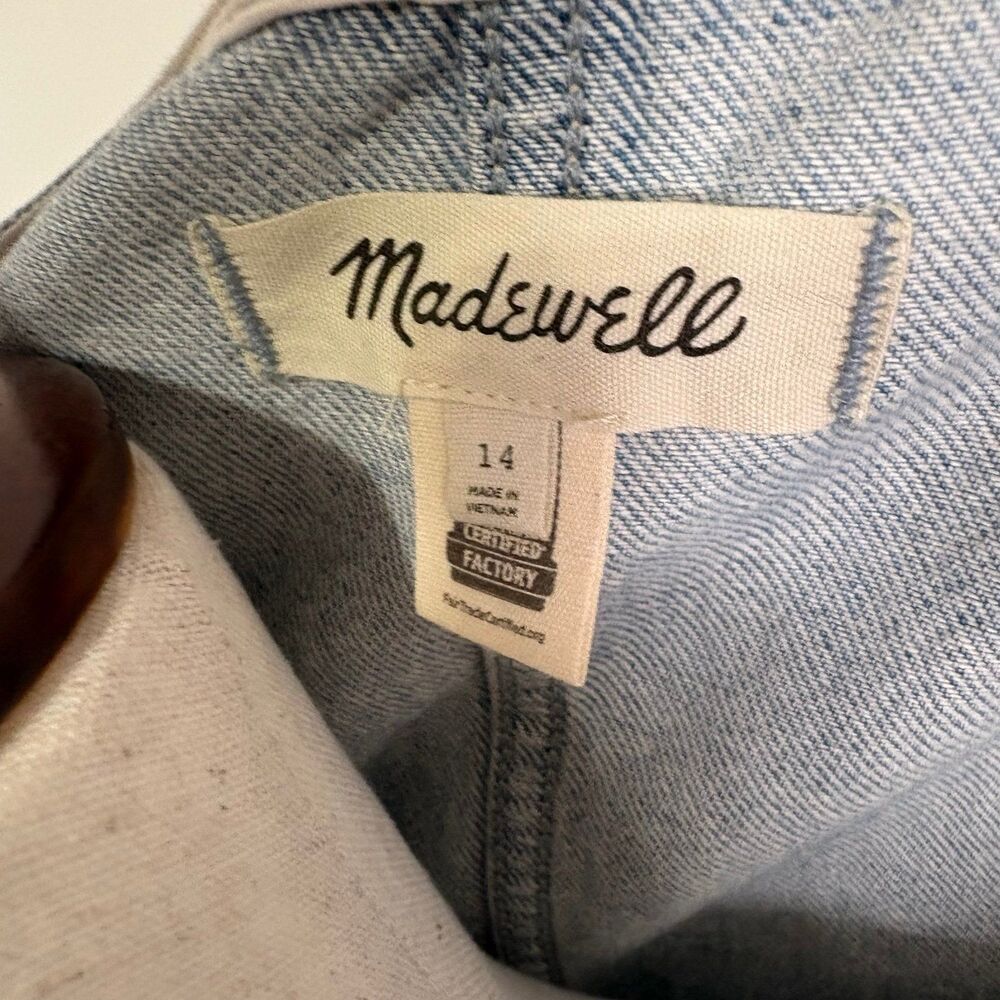 Madewell Denim Scoopneck Cutaway Vest Edmonson Wash Sz 14 - Picture 4 of 6